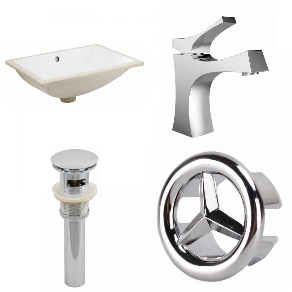20.75-in. W CUPC Rectangle Bathroom Undermount Sink Set In White - Chrome Hardware - Overflow Drain Incl.