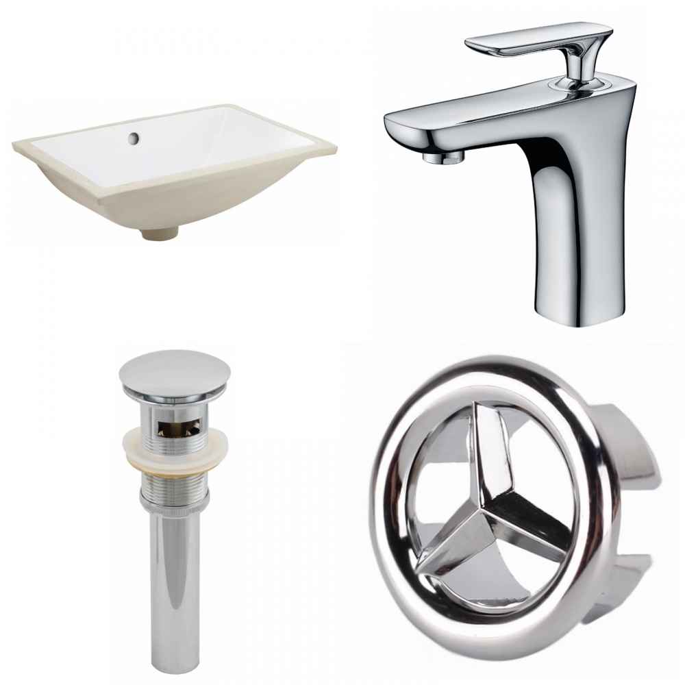 20.75-in. W CUPC Rectangle Bathroom Undermount Sink Set In White - Chrome Hardware - Overflow Drain Incl.