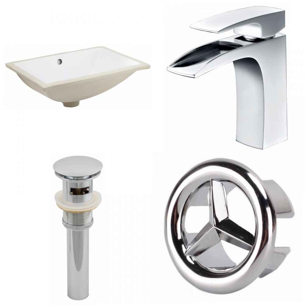 20.75-in. W CUPC Rectangle Bathroom Undermount Sink Set In White - Chrome Hardware - Overflow Drain Incl.