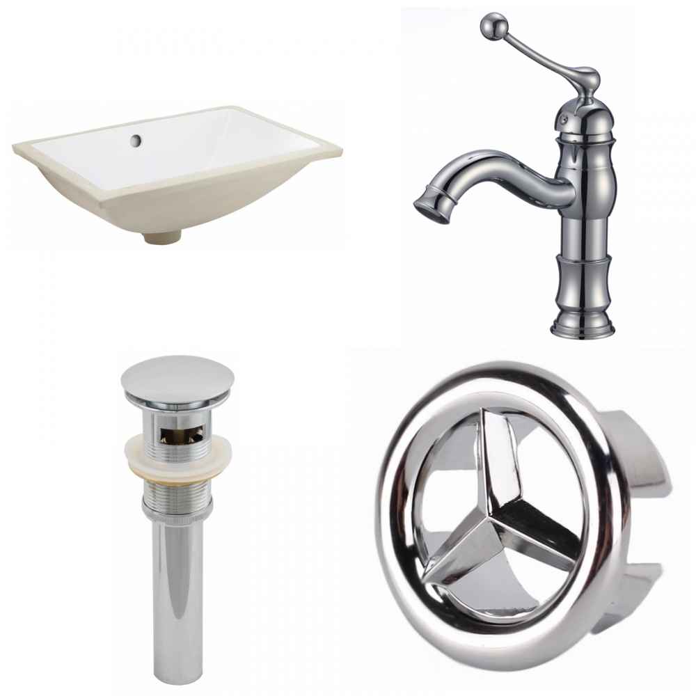 20.75-in. W CUPC Rectangle Bathroom Undermount Sink Set In White - Chrome Hardware - Overflow Drain Incl.