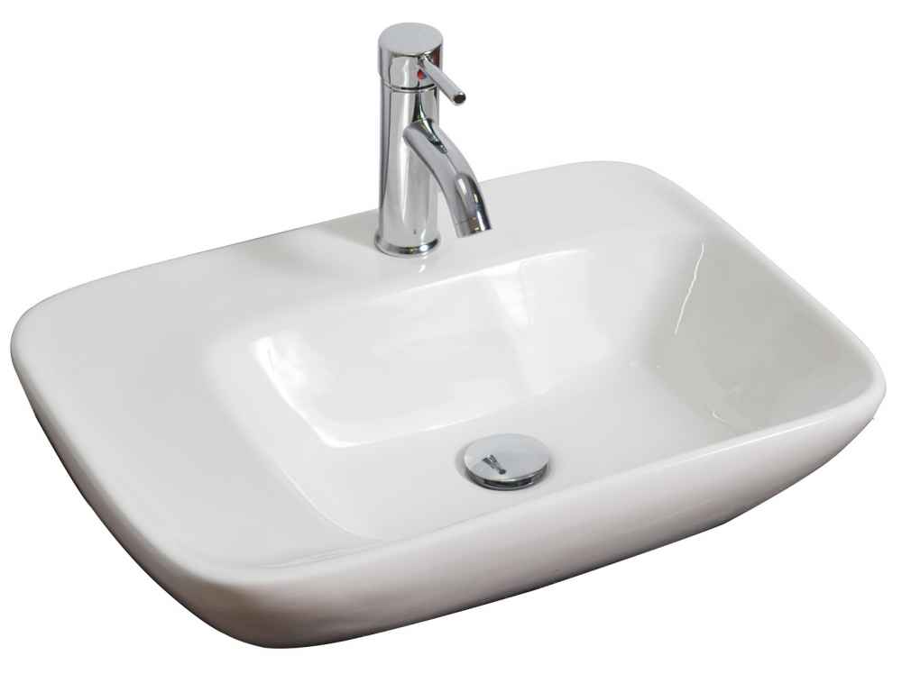 23.5-in. x 17.25-in. Rectangle Bathroom Vessel Sink Set White Enamel Glaze