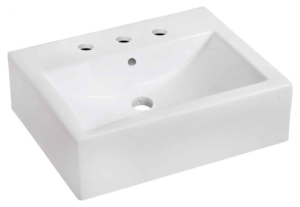 20.25-in. x 16.25-in. Rectangle Bathroom Vessel Sink Set White Enamel Glaze