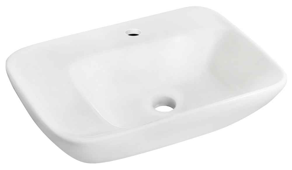 23.5-in. x 17.25-in. Rectangle Bathroom Vessel Sink Set White Enamel Glaze