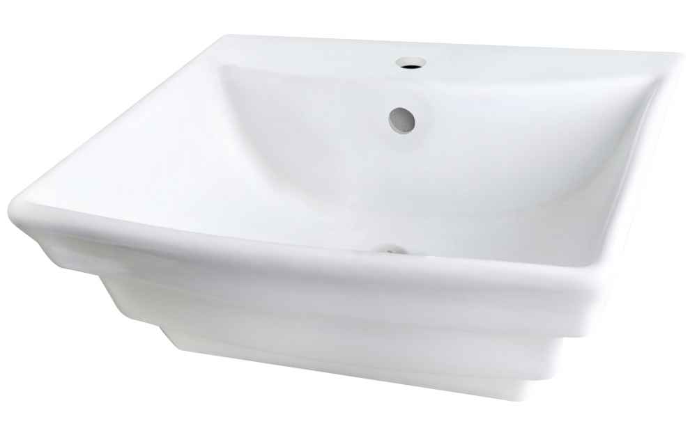 19.75-in. x 17-in. Rectangle Bathroom Vessel Sink Set White Enamel Glaze
