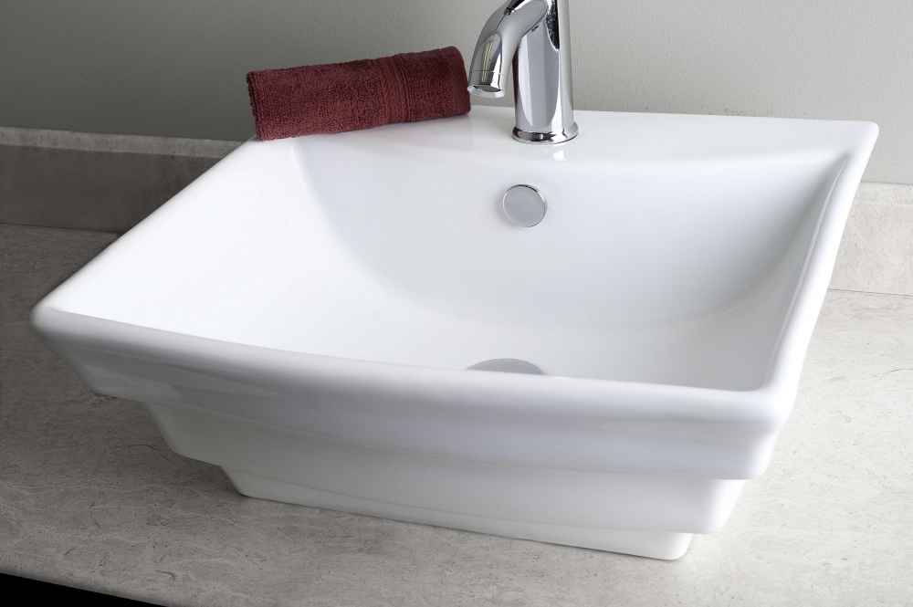 19.75-in. x 17-in. Rectangle Bathroom Vessel Sink Set White Enamel Glaze
