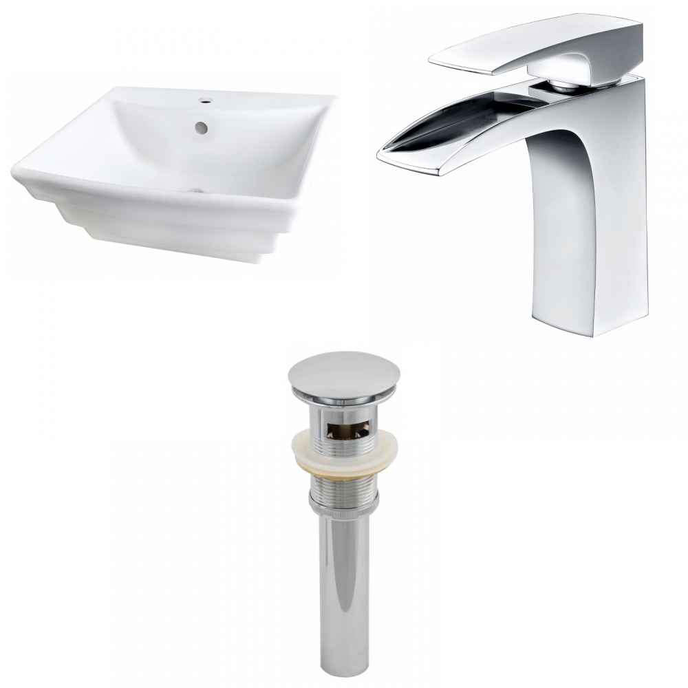 19.75-in. x 17-in. Rectangle Bathroom Vessel Sink Set White Enamel Glaze