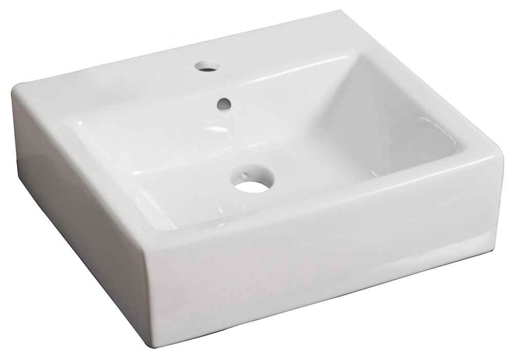 21-in. x 16.5-in. Rectangle Bathroom Vessel Sink Set White Enamel Glaze