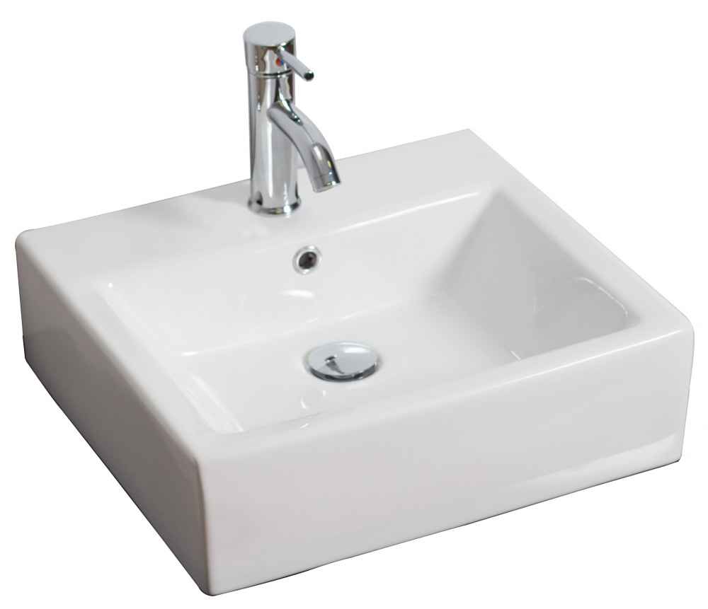 21-in. x 16.5-in. Rectangle Bathroom Vessel Sink Set White Enamel Glaze