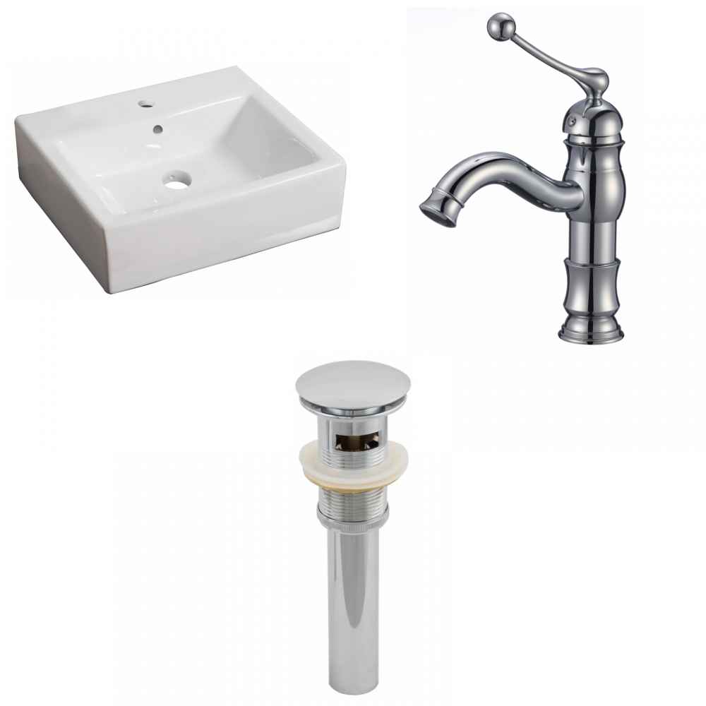 21-in. x 16.5-in. Rectangle Bathroom Vessel Sink Set White Enamel Glaze