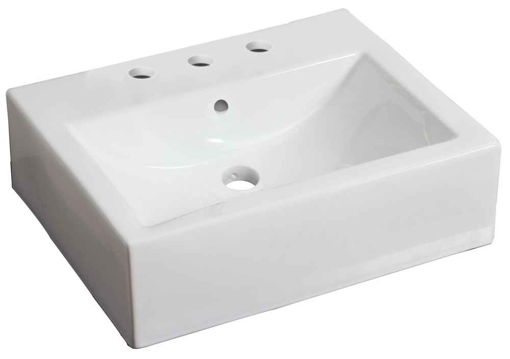 21-in. x 16.5-in. Rectangle Bathroom Vessel Sink Set White Enamel Glaze