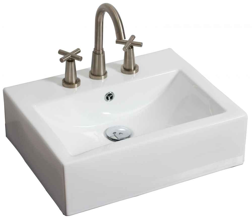 21-in. x 16.5-in. Rectangle Bathroom Vessel Sink Set White Enamel Glaze
