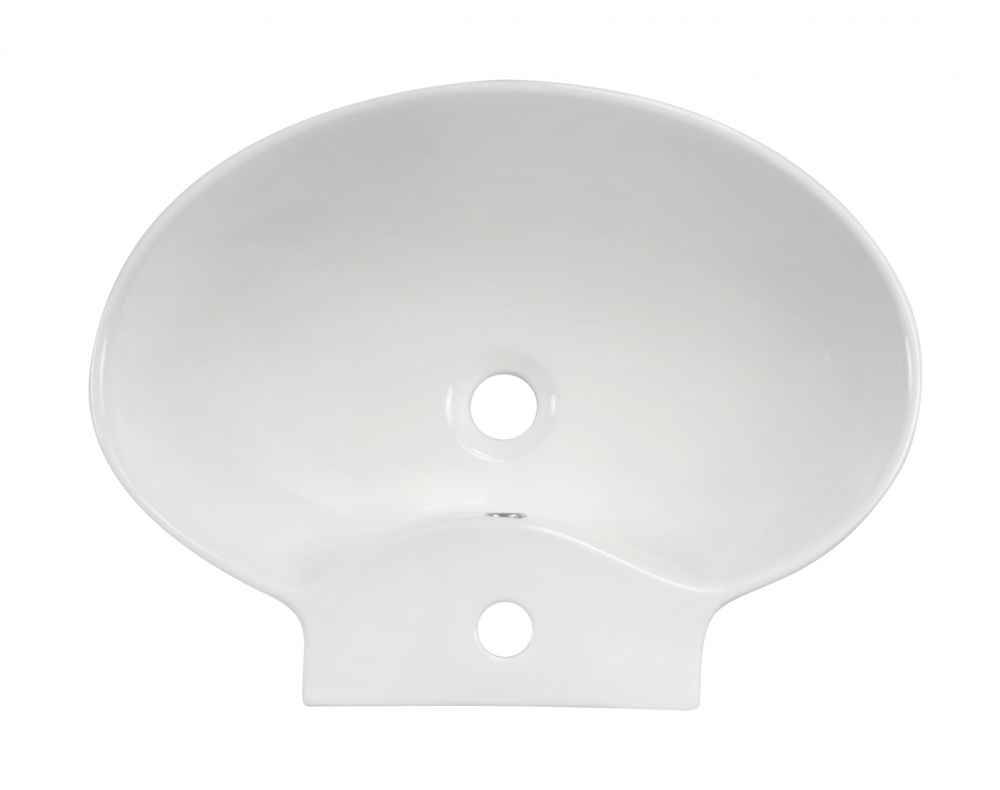 22.75-in. x 17.25-in. Oval Bathroom Vessel Sink Set White Enamel Glaze