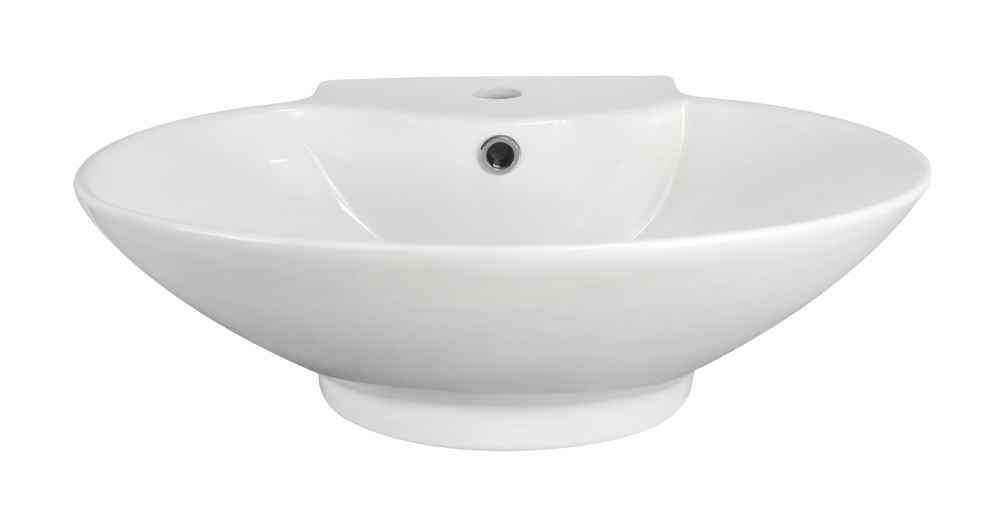 22.75-in. x 17.25-in. Oval Bathroom Vessel Sink Set White Enamel Glaze