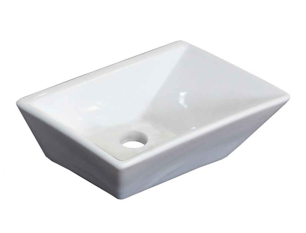 12-in. x 9-in. Rectangle Bathroom Vessel Sink Set White Enamel Glaze