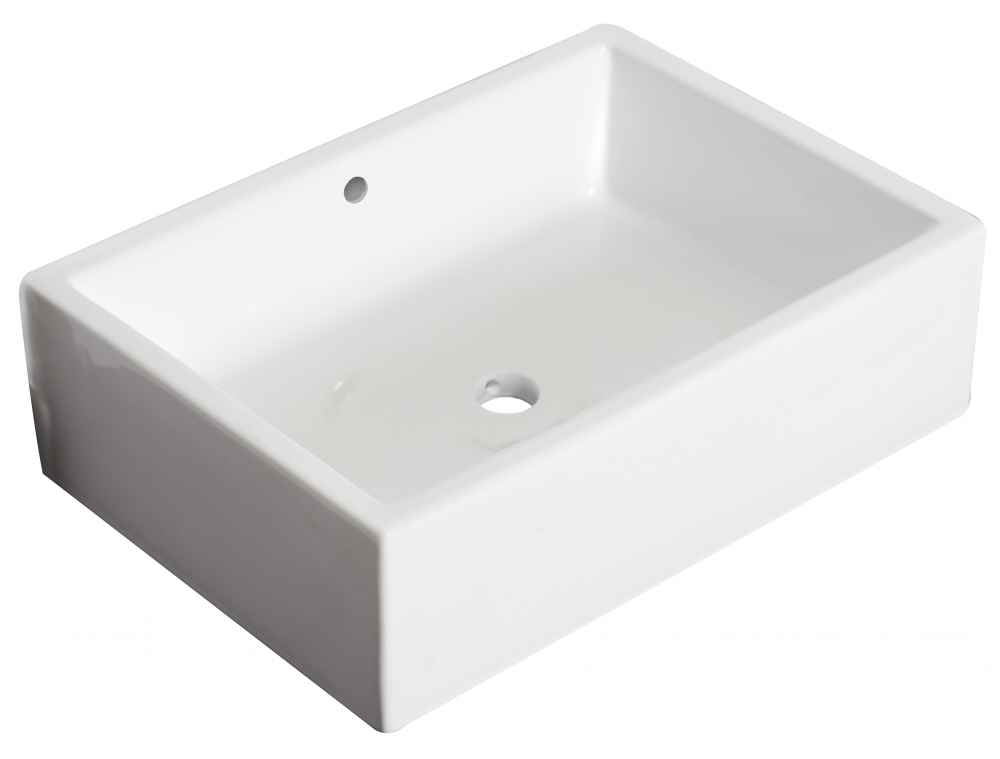 20-in. x 14.25-in. Rectangle Bathroom Vessel Sink Set White Enamel Glaze