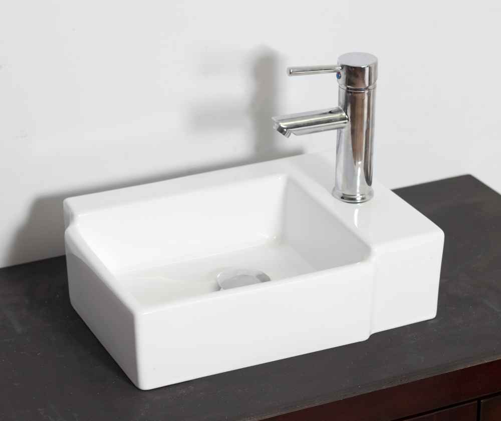 16.25-in. x 11.75-in. Rectangle Bathroom Vessel Sink Set White Enamel Glaze