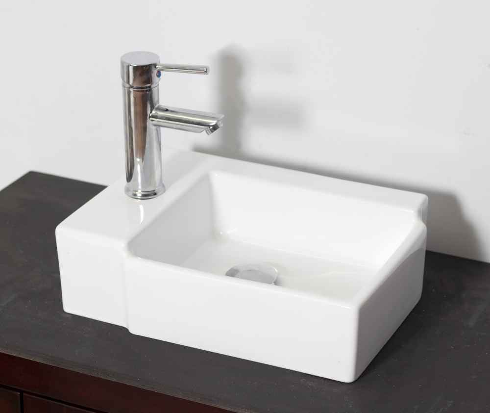 16.25-in. x 11.75-in. Rectangle Bathroom Vessel Sink Set White Enamel Glaze