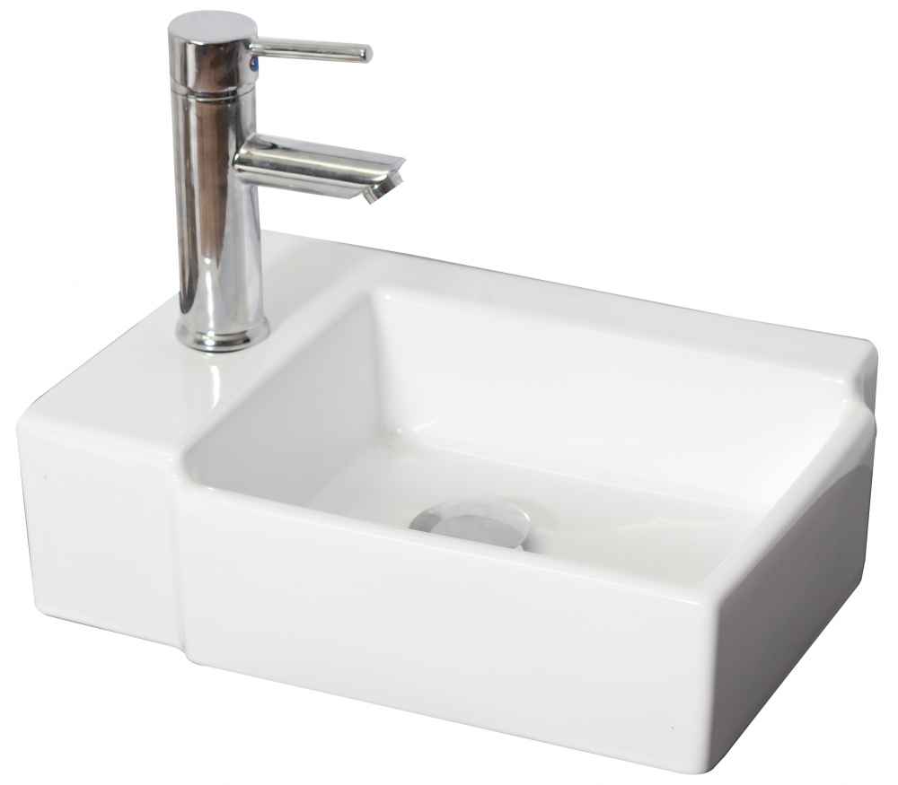 16.25-in. x 11.75-in. Rectangle Bathroom Vessel Sink Set White Enamel Glaze