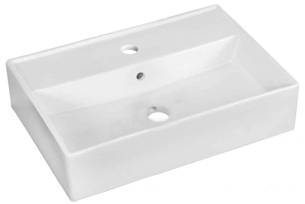 19.75-in. x 13.75-in. Rectangle Bathroom Vessel Sink Set White Enamel Glaze