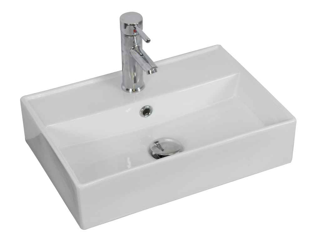 19.75-in. x 13.75-in. Rectangle Bathroom Vessel Sink Set White Enamel Glaze