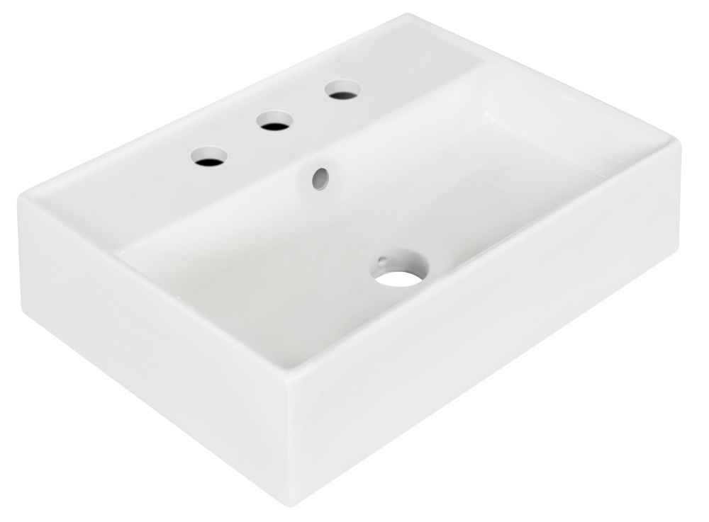 19.75-in. x 13.75-in. Rectangle Bathroom Vessel Sink Set White Enamel Glaze