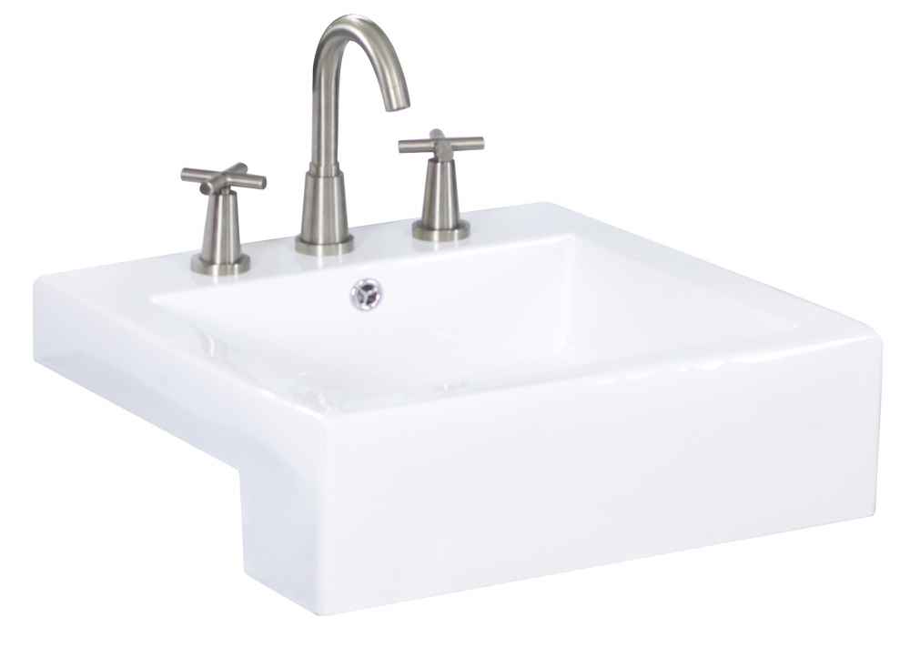 20.25-in. x 19-in. Rectangle Bathroom Vessel Sink Set White Enamel Glaze