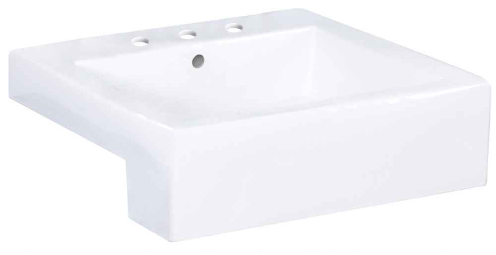 20.25-in. x 19-in. Rectangle Bathroom Vessel Sink Set White Enamel Glaze