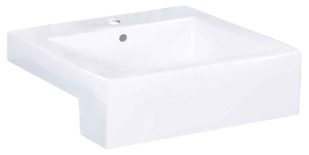 20.25-in. x 19-in. Rectangle Bathroom Vessel Sink Set White Enamel Glaze