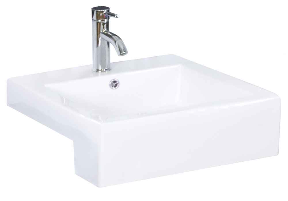 20.25-in. x 19-in. Rectangle Bathroom Vessel Sink Set White Enamel Glaze