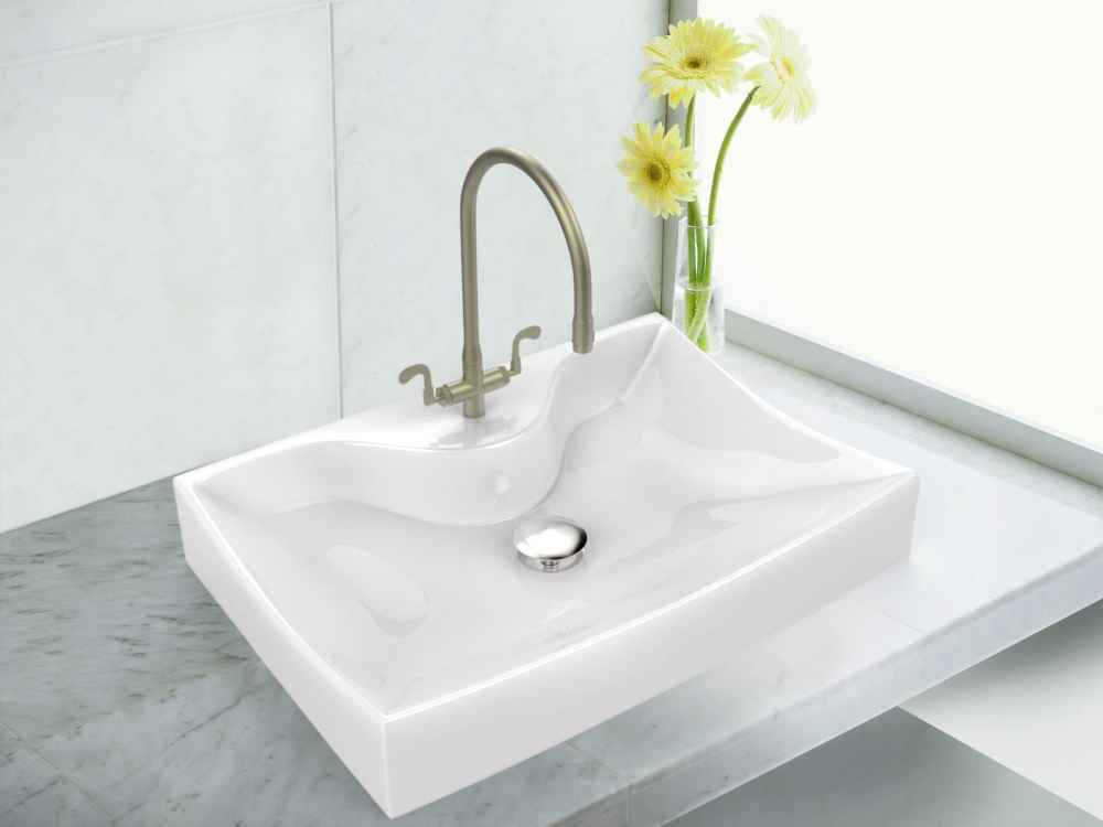 21.5-in. x 15.75-in. Rectangle Bathroom Vessel Sink Set White Enamel Glaze
