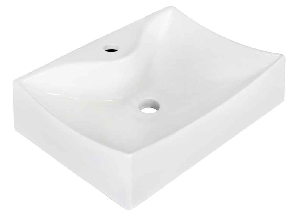 21.5-in. x 15.75-in. Rectangle Bathroom Vessel Sink Set White Enamel Glaze