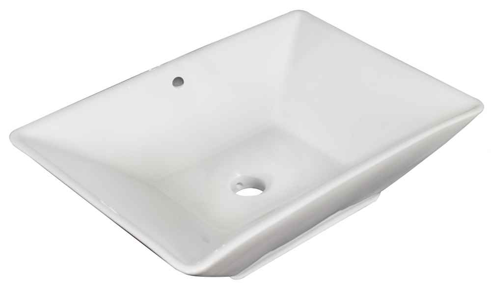 22-in. x 14.75-in. Rectangle Bathroom Vessel Sink Set White Enamel Glaze