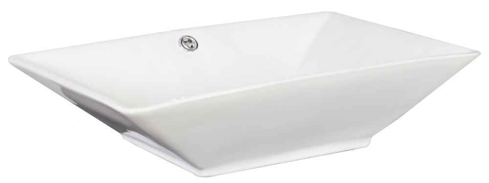 22-in. x 14.75-in. Rectangle Bathroom Vessel Sink Set White Enamel Glaze