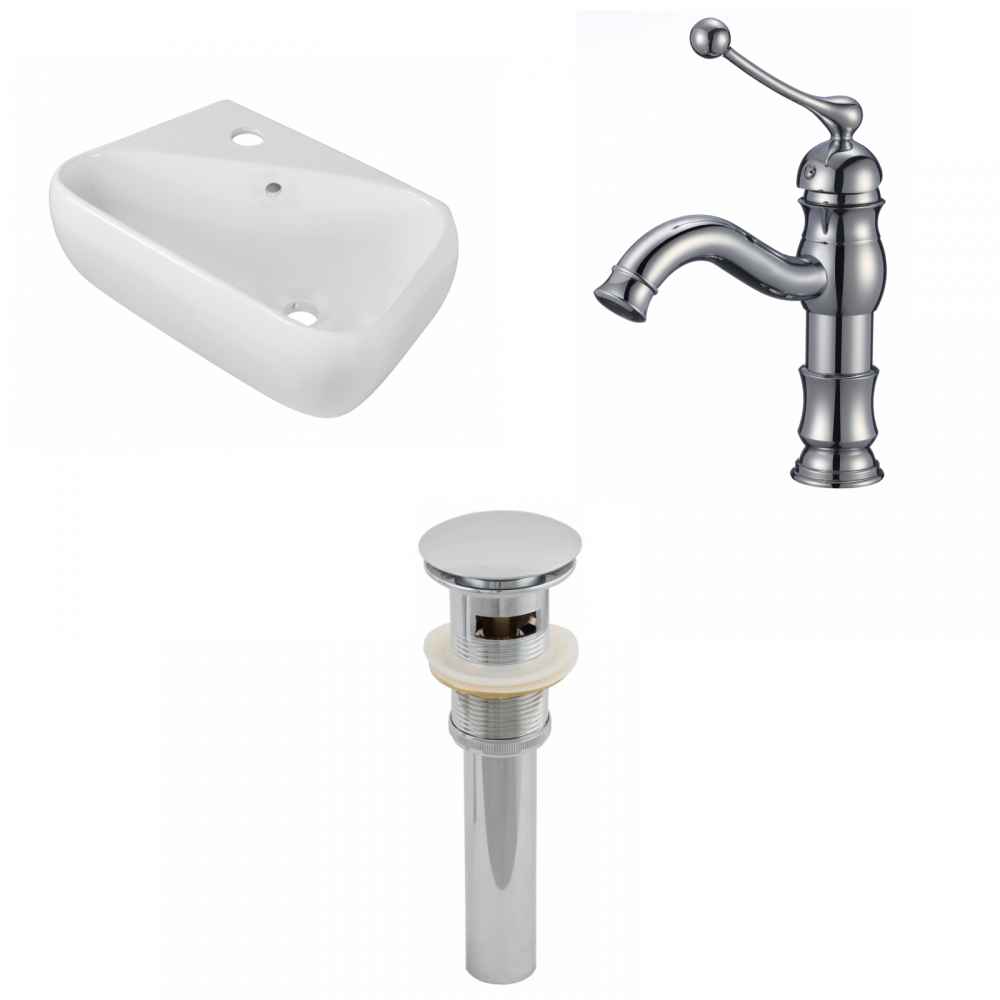 17.5-in. x 11-in. Rectangle Bathroom Vessel Sink Set White Enamel Glaze