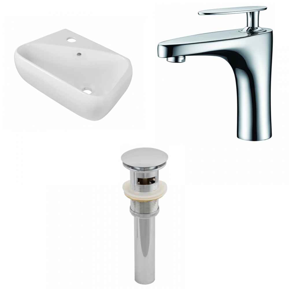 17.5-in. x 11-in. Rectangle Bathroom Vessel Sink Set White Enamel Glaze