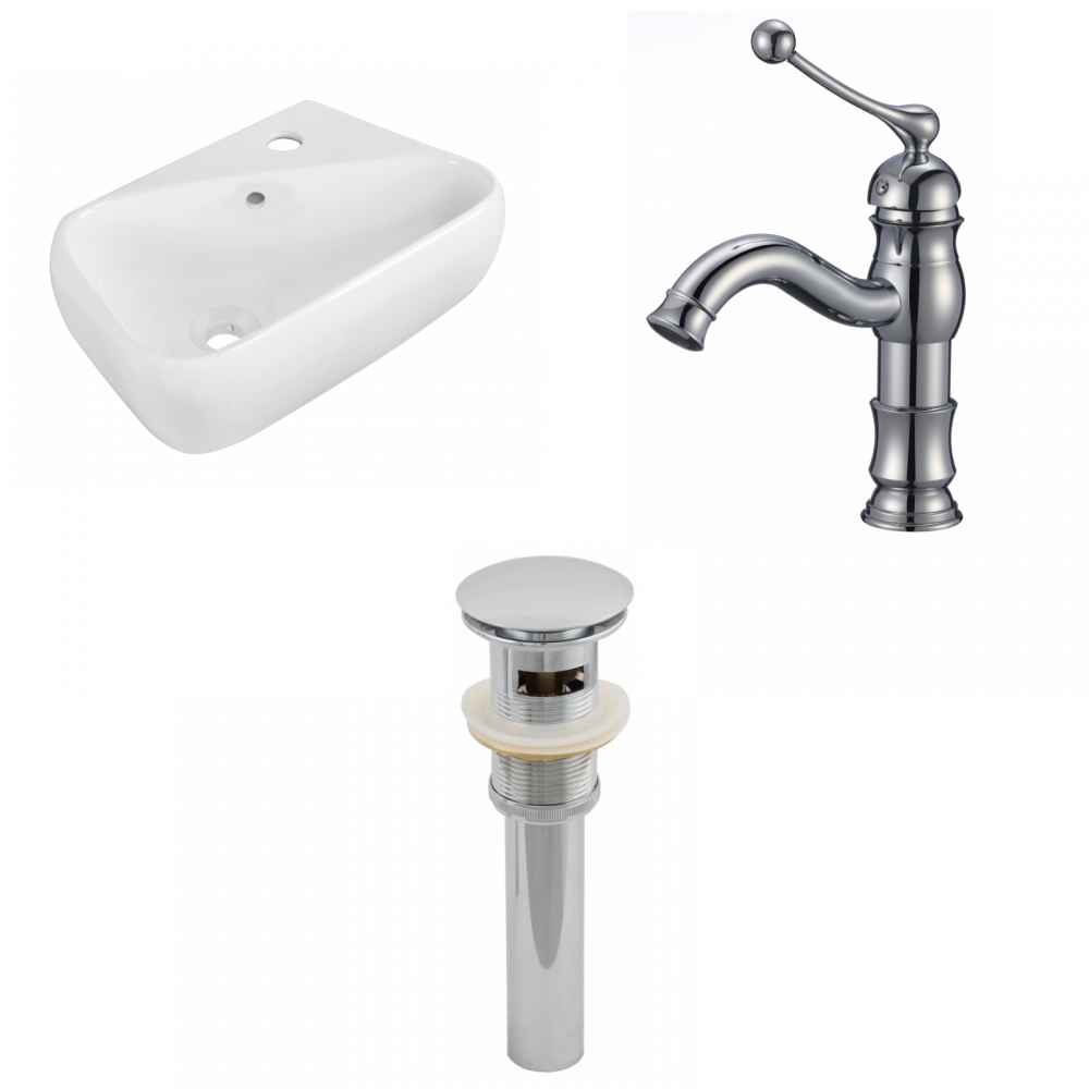 17.5-in. x 11-in. Rectangle Bathroom Vessel Sink Set White Enamel Glaze