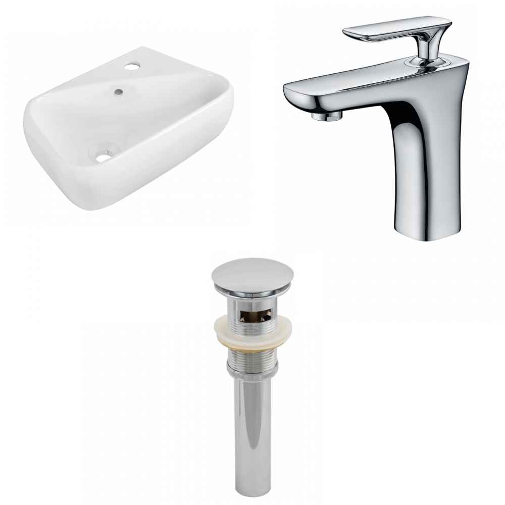 17.5-in. x 11-in. Rectangle Bathroom Vessel Sink Set White Enamel Glaze
