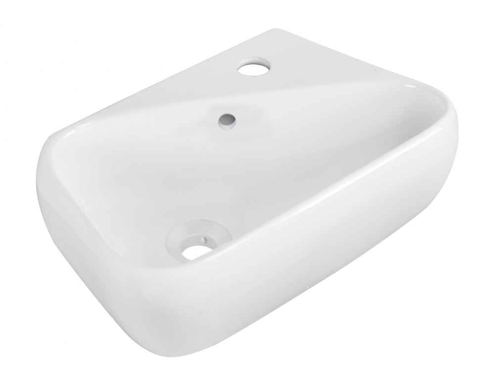 17.5-in. x 11-in. Rectangle Bathroom Vessel Sink Set White Enamel Glaze