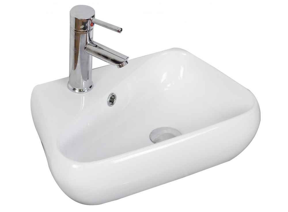 17.5-in. x 11-in. Unique Bathroom Vessel Sink Set White Enamel Glaze