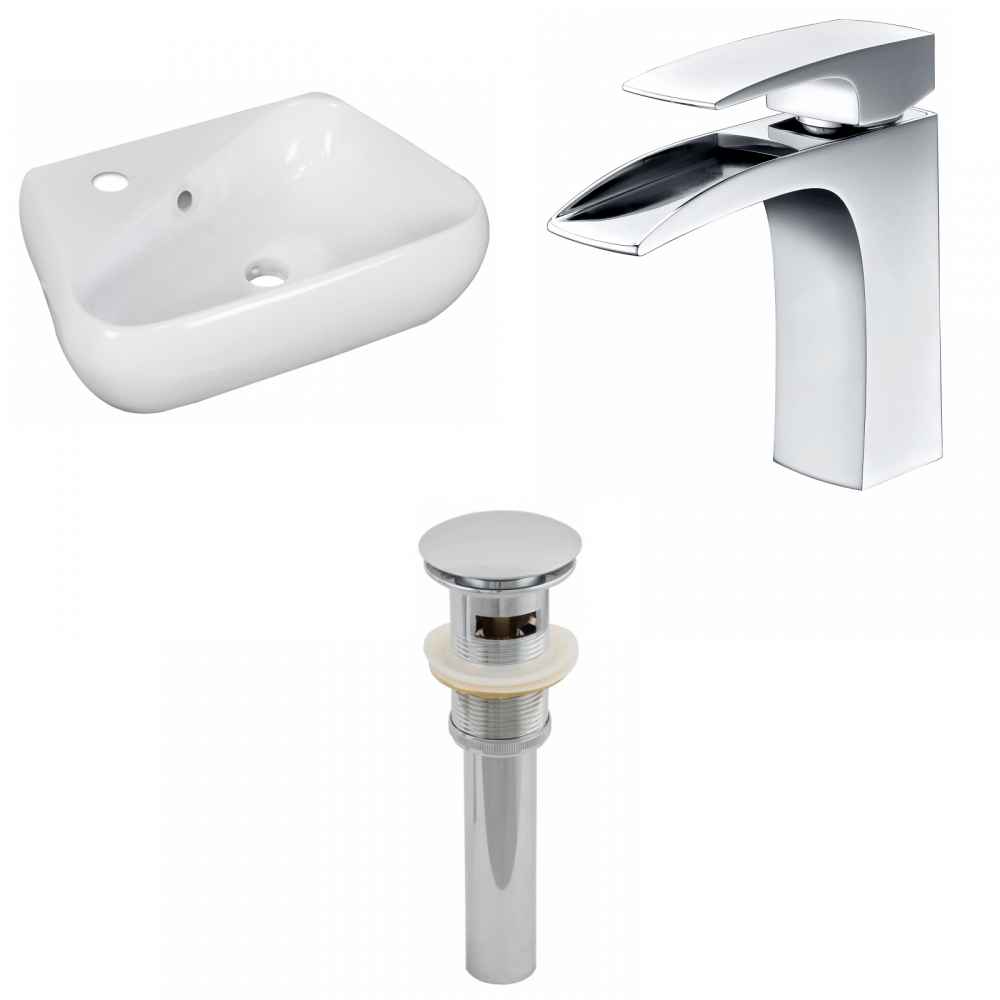 17.5-in. x 11-in. Unique Bathroom Vessel Sink Set White Enamel Glaze