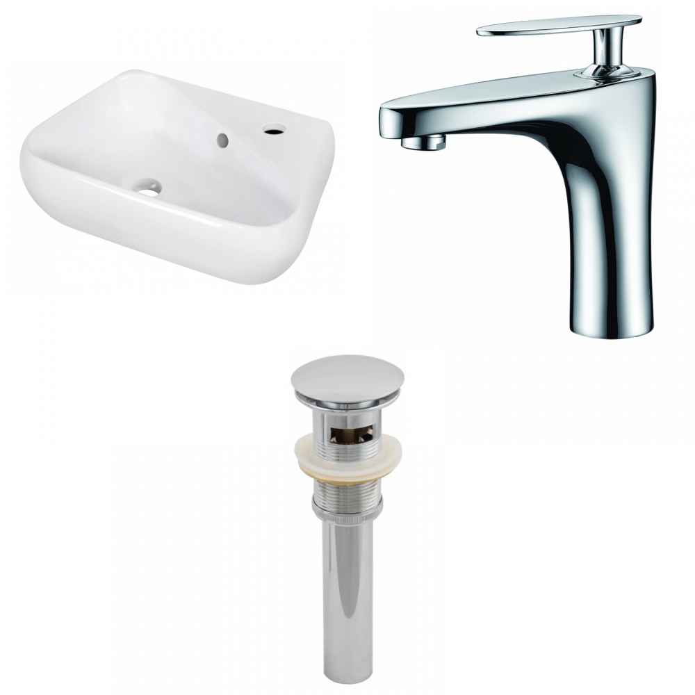 17.5-in. x 11-in. Unique Bathroom Vessel Sink Set White Enamel Glaze