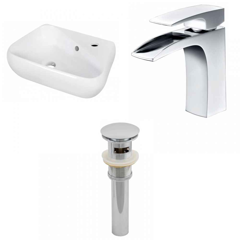17.5-in. x 11-in. Unique Bathroom Vessel Sink Set White Enamel Glaze