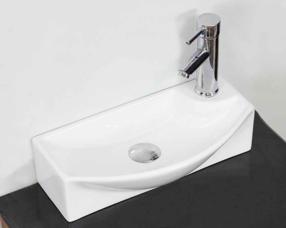 17.75-in. x 8.75-in. Rectangle Bathroom Vessel Sink Set White Enamel Glaze