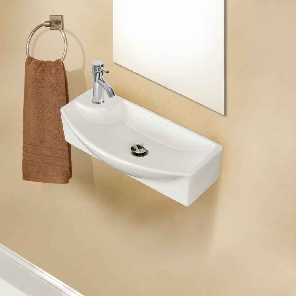 17.75-in. x 8.75-in. Rectangle Bathroom Vessel Sink Set White Enamel Glaze