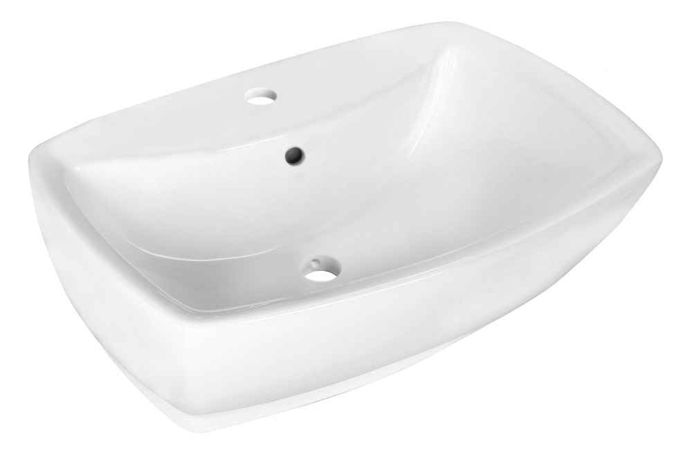 21.75-in. x 15.75-in. Rectangle Bathroom Vessel Sink Set White Enamel Glaze