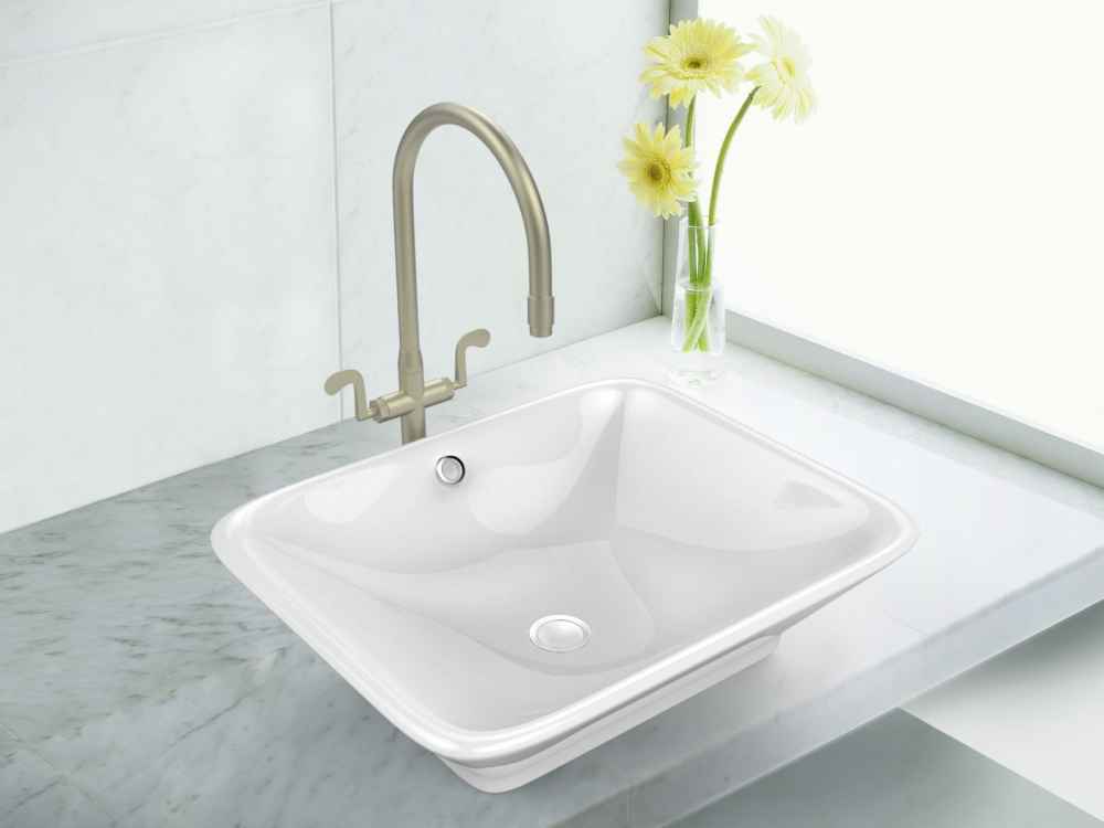 21.5-in. x 17-in. Rectangle Bathroom Vessel Sink Set White Enamel Glaze