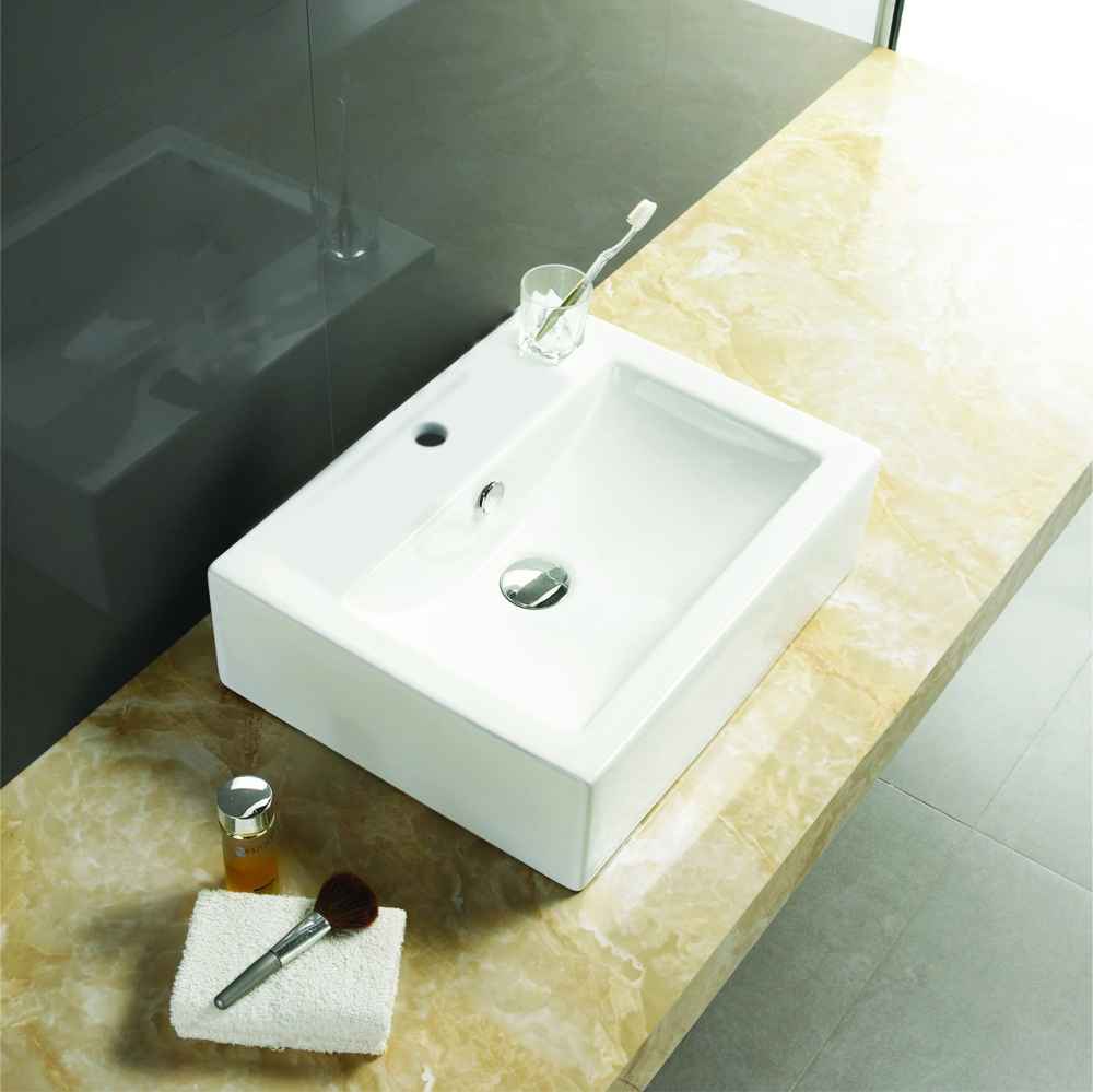 20.25-in. x 16.25-in. Rectangle Bathroom Vessel Sink Set White Enamel Glaze