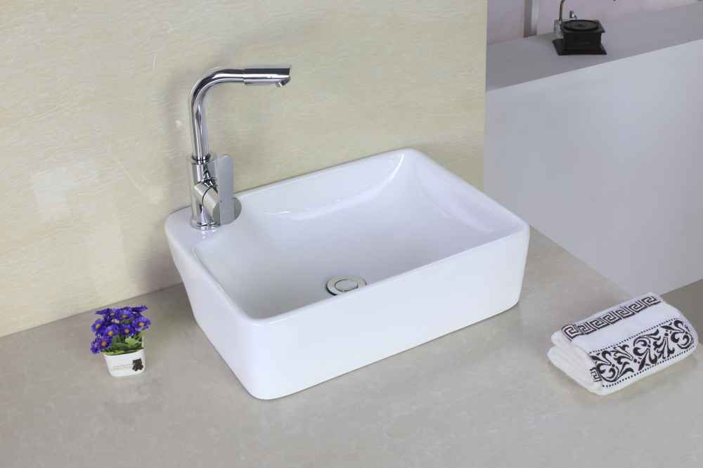 17.25-in. x 13-in. Rectangle Bathroom Vessel Sink Set White Enamel Glaze
