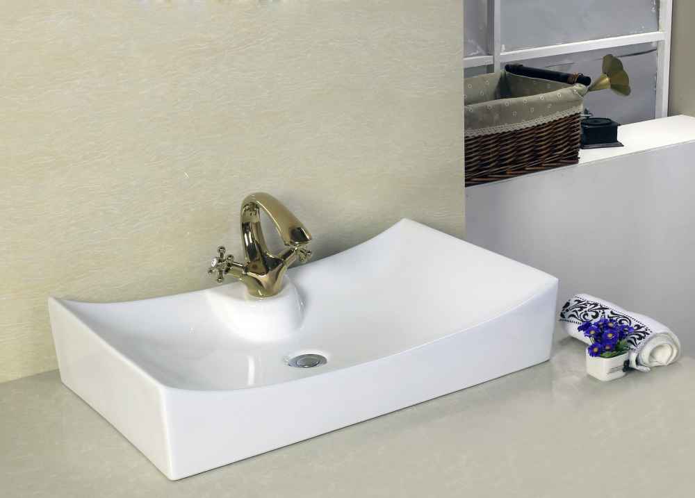 26.25-in. x 15.25-in. Rectangle Bathroom Vessel Sink Set White Enamel Glaze