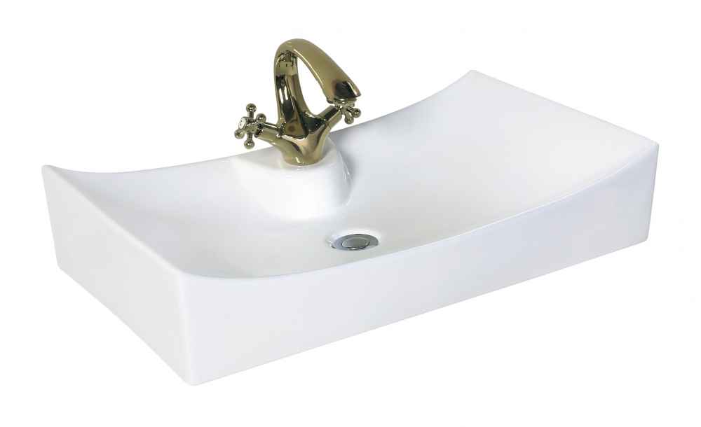 26.25-in. x 15.25-in. Rectangle Bathroom Vessel Sink Set White Enamel Glaze